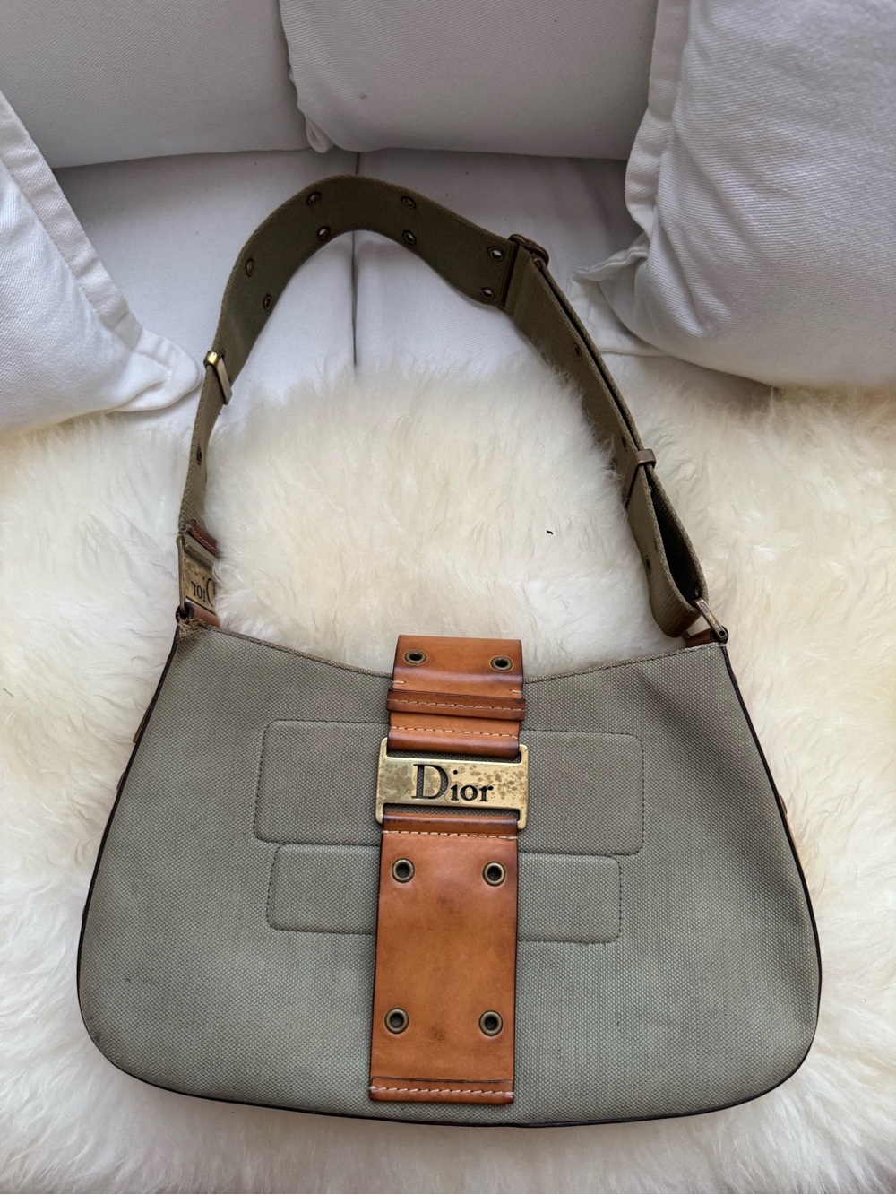 Dior Green Canvas Street Chic Columbus Avenue Bag